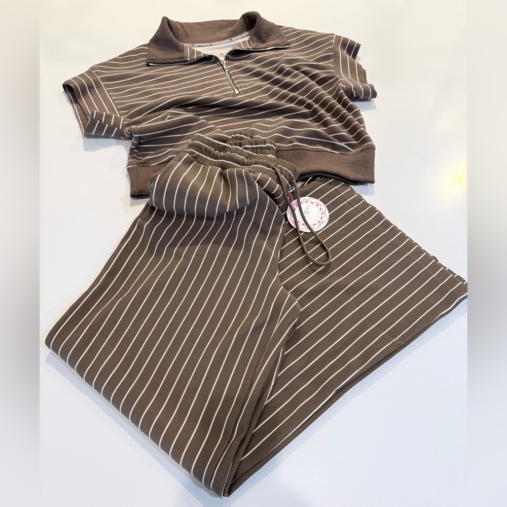 UMGEE Mocha Cream Striped Knit Set